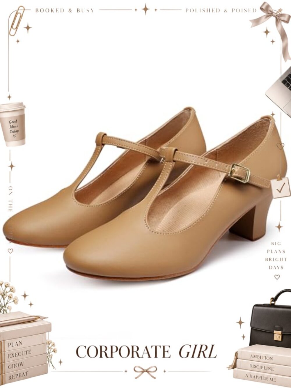 ARCLIBER T-Strap Dance Shoes Women PU Leather Kitten Heel Ballroom